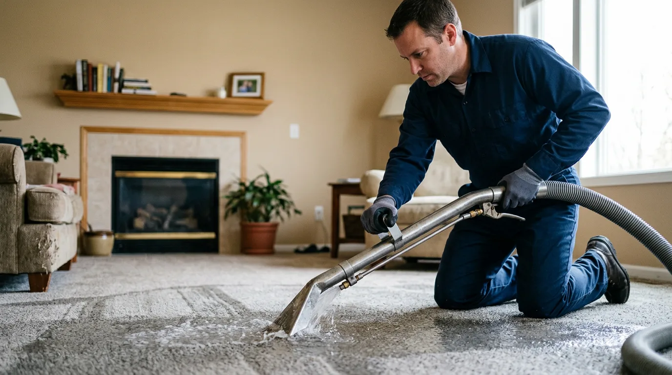 Water damage restoration technician working near Frankfort, IN
